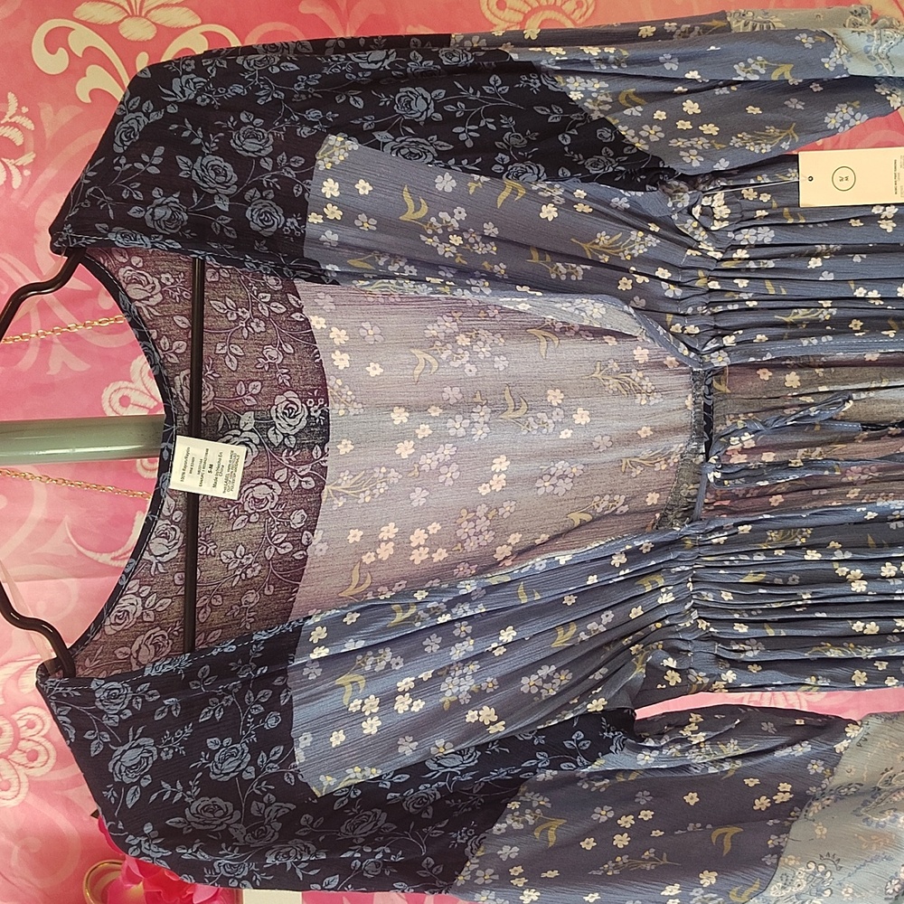 NOBO Elegant Blue and Black Patterned Maxi Dress - Picture 5 of 5